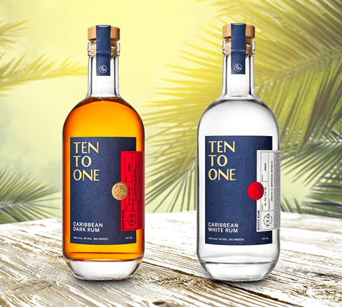 Ten To One Rum Bottles and Palm Tree